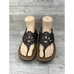 Rockport Shoes Womens‎ Size 7.5 Brown Cutout Comfort Slingback Sandals Floral